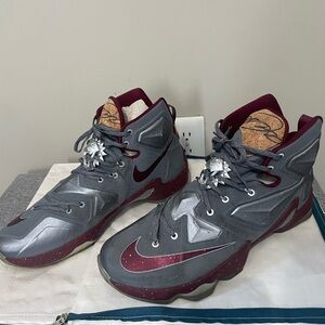 Nike Gray and Burgundy High-Top Sneakers